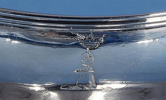 A set of four George III silver salts, by Robert & David Hennell, Length 135mm, weight 12.8oz/400grms.